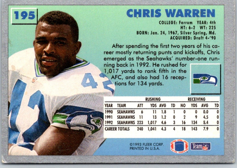 1993 Fleer Chris Warren