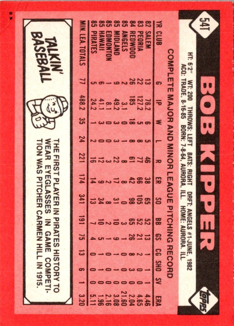 1986 Topps Traded Bob Kipper