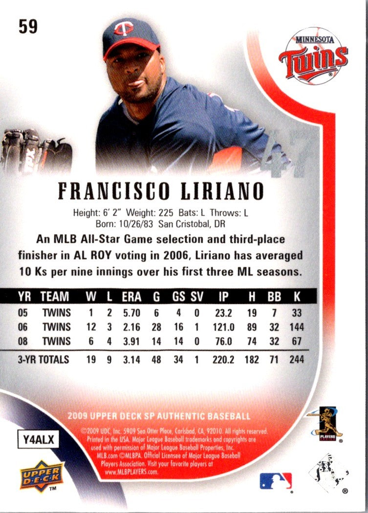 2009 SP Authentic Francisco Liriano