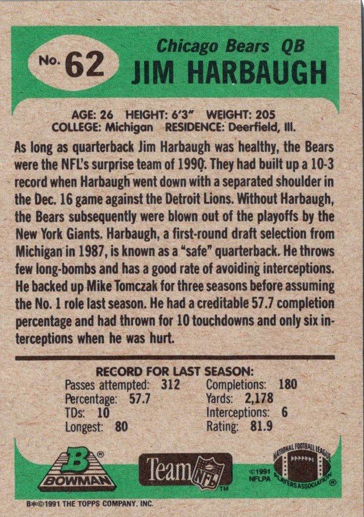 1991 Bowman Jim Harbaugh