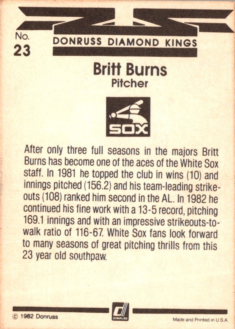 1983 Donruss Britt Burns