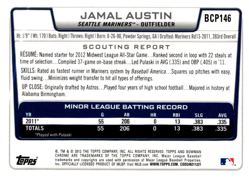 2012 Bowman Chrome Prospects Jamal Austin