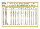 1992 Topps Willie Wilson