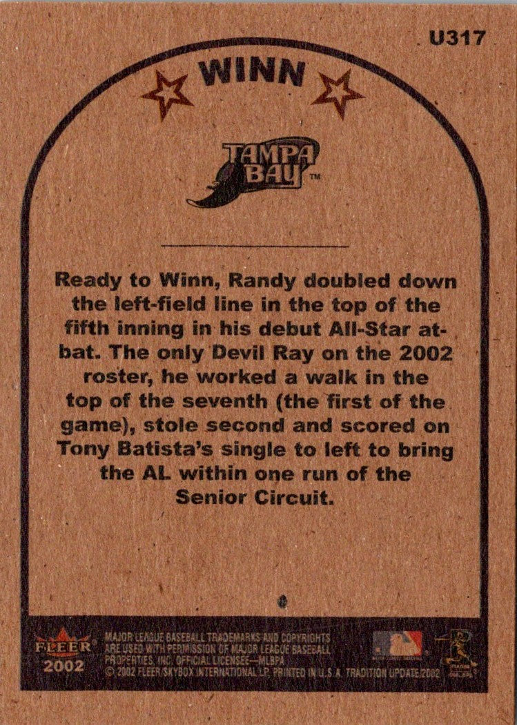 2002 Fleer Tradition Update Randy Winn
