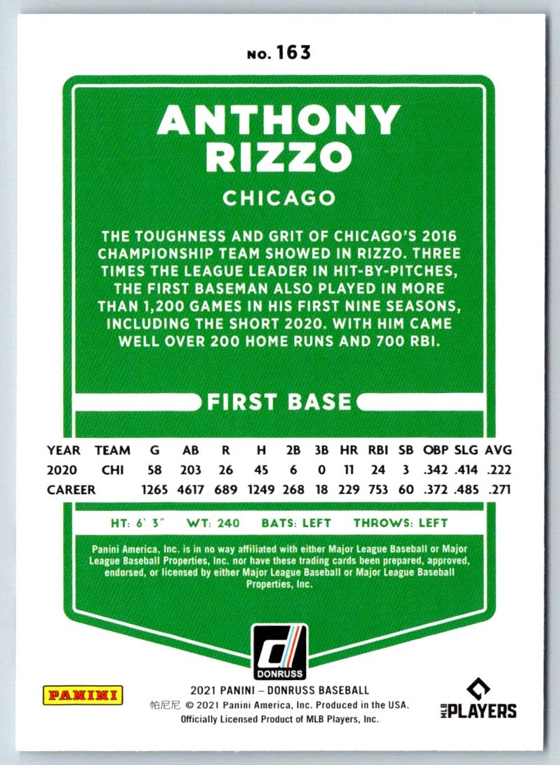 2021 Donruss Anthony Rizzo