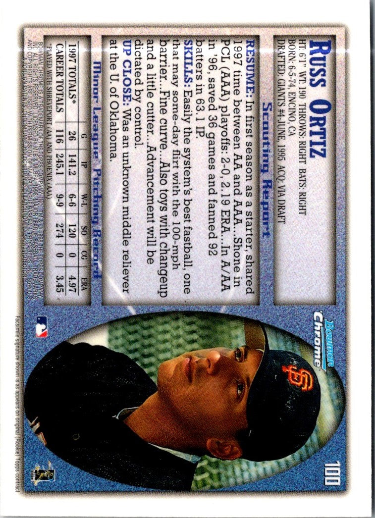 1998 Bowman Chrome Russ Ortiz