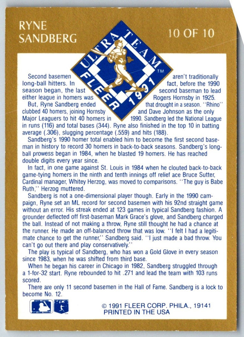1991 Ultra Team Ryne Sandberg