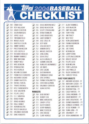 2004 Topps Checklist Checklist #NNO