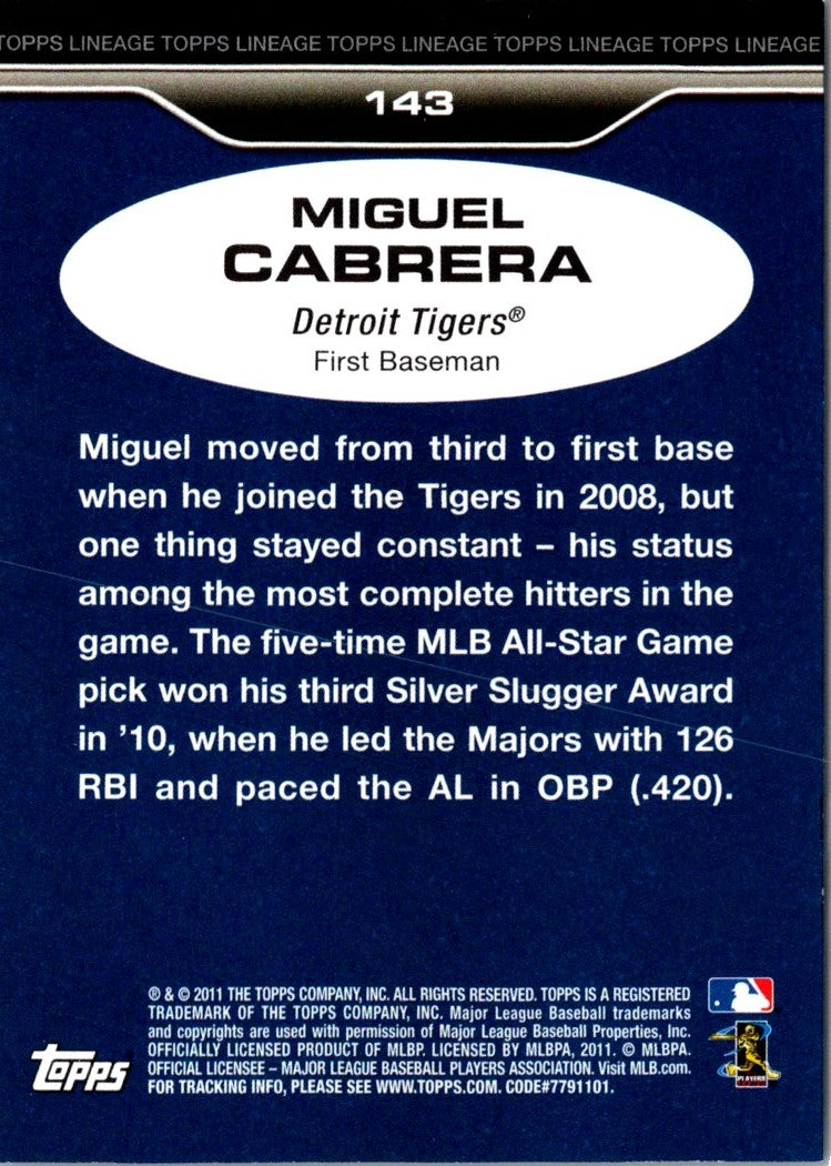 2011 Topps Lineage Miguel Cabrera
