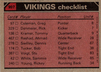 1980 Topps Rickey Young/Ahmad Rashad/Tom Hannon/Nate Wright/Mark Mullaney #207