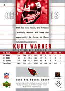 2003 Upper Deck Star Rookies Rookie Exclusives Edition Kurt Warner