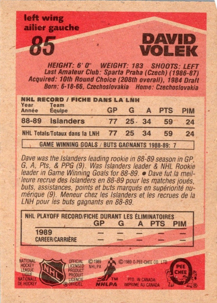 1989 O-Pee-Chee David Volek