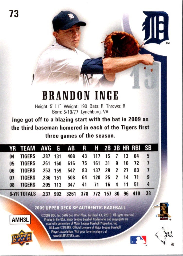 2009 SP Authentic Brandon Inge