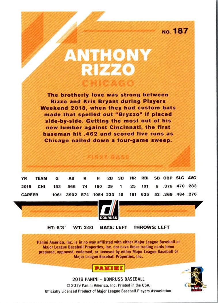 2019 Donruss Anthony Rizzo