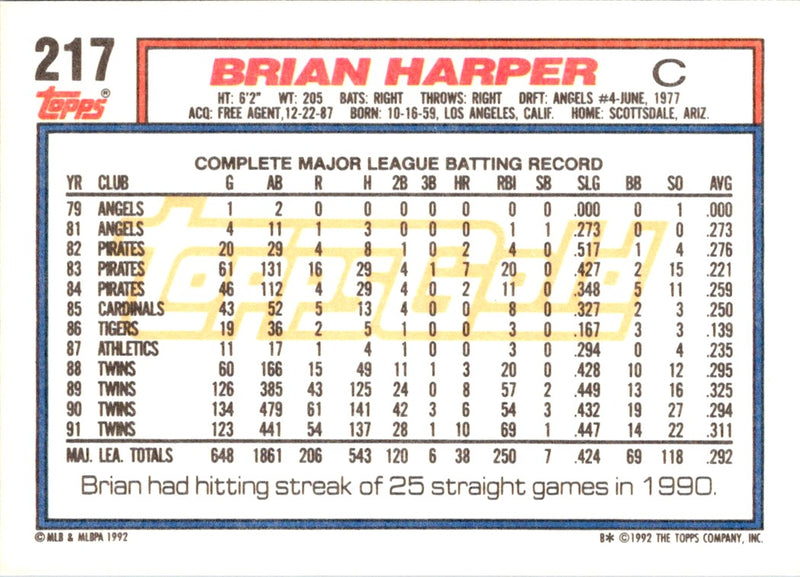 1992 Topps Brian Harper