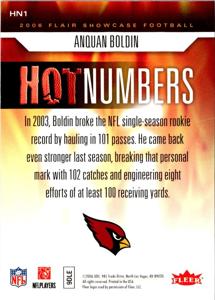 2006 Flair Showcase Hot Numbers Anquan Boldin
