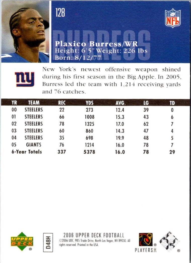 2006 Upper Deck Plaxico Burress