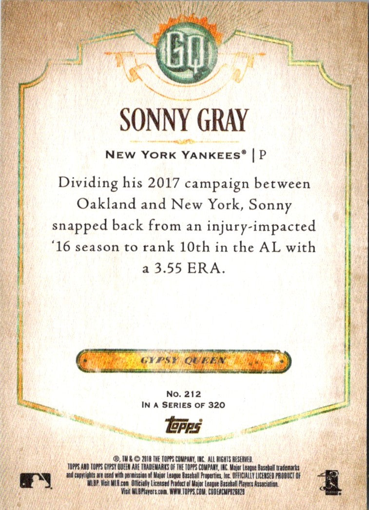 2018 Topps Gypsy Queen Sonny Gray
