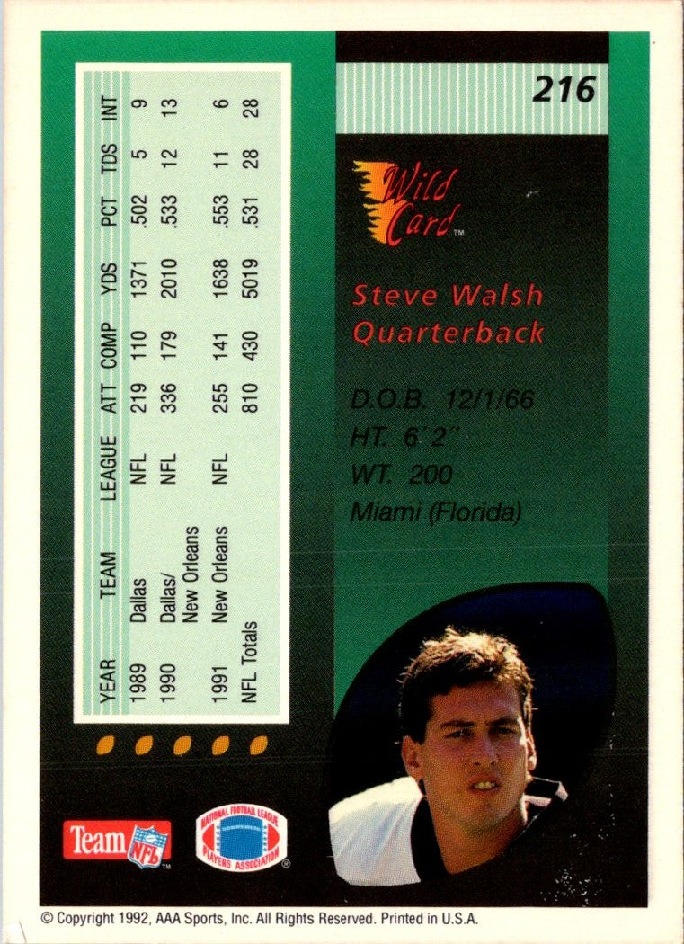 1992 Wild Card Steve Walsh