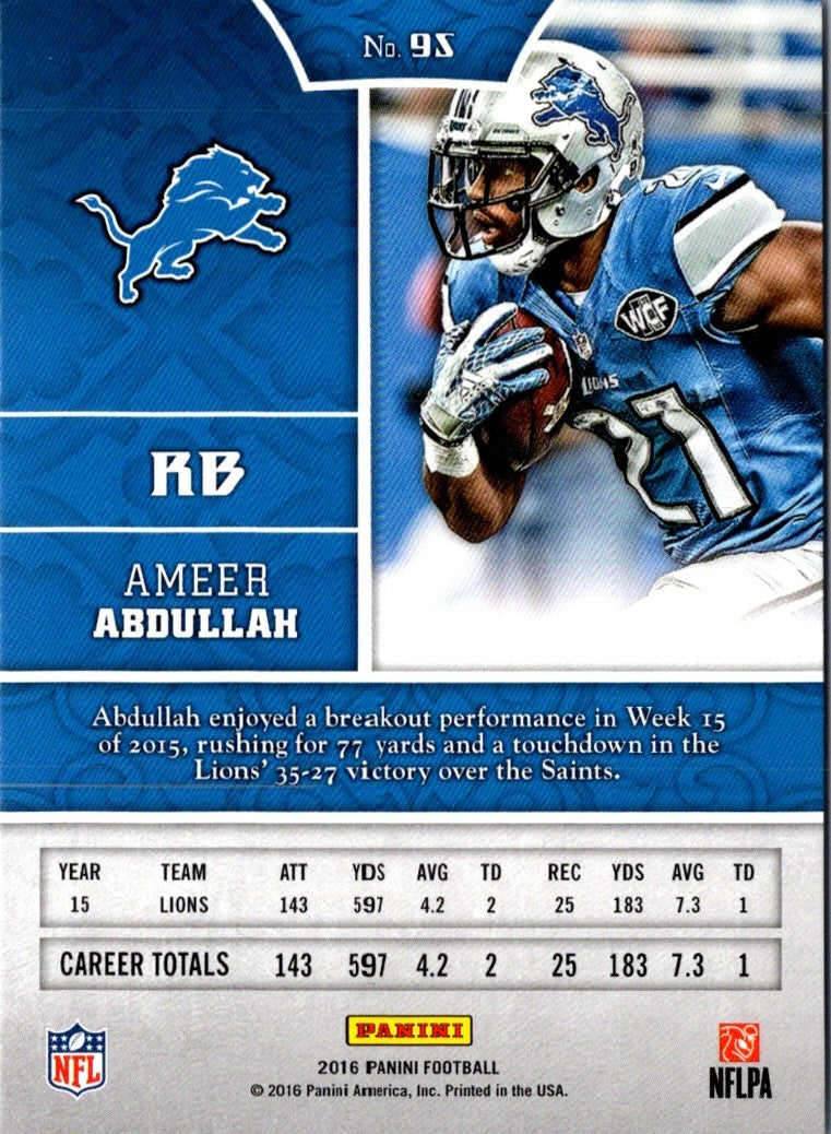 2016 Panini Ameer Abdullah