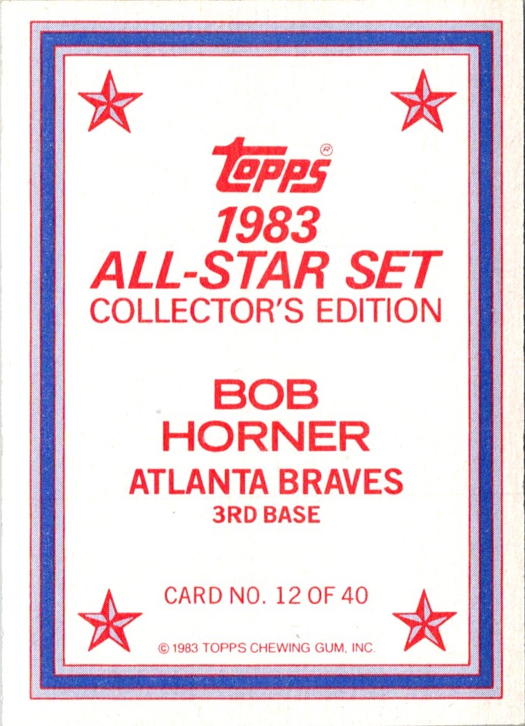 1983 Topps Glossy Send-Ins Bob Horner