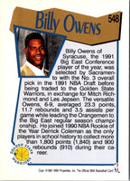 1991 Hoops Billy Owens #548 Rookie