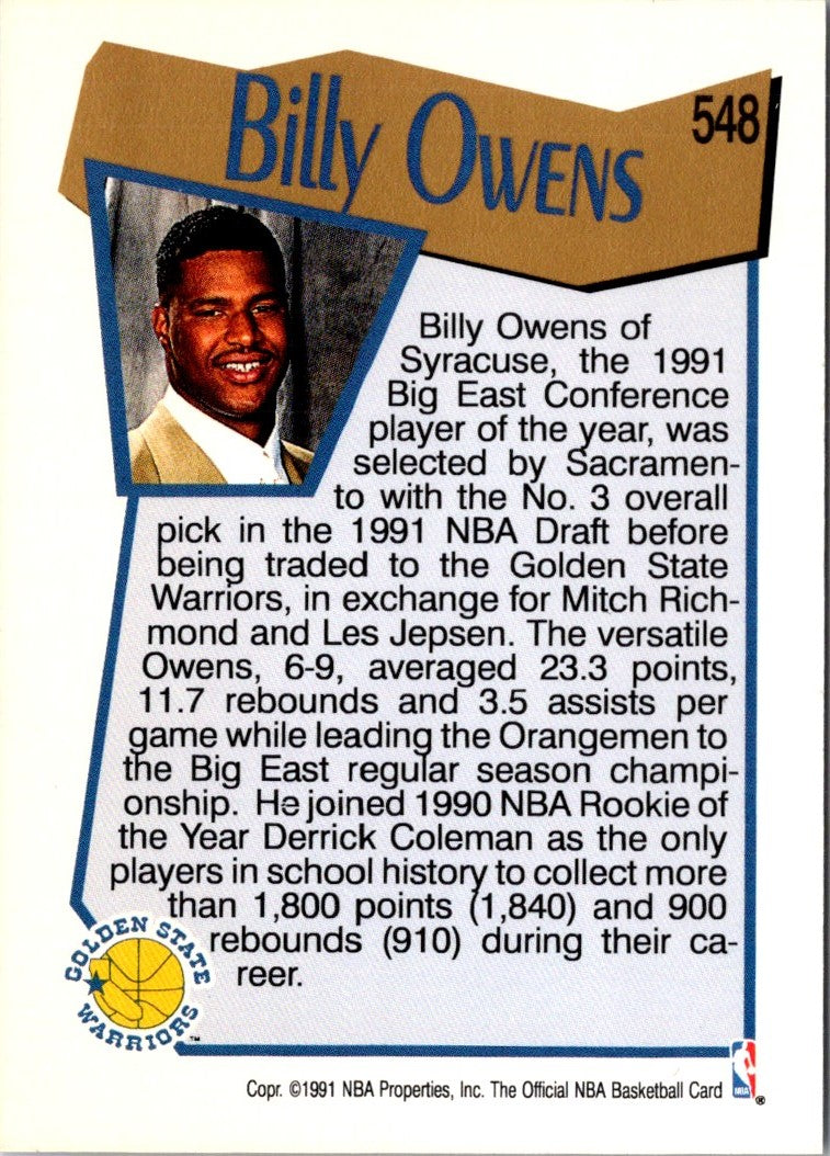 1991 Hoops Billy Owens