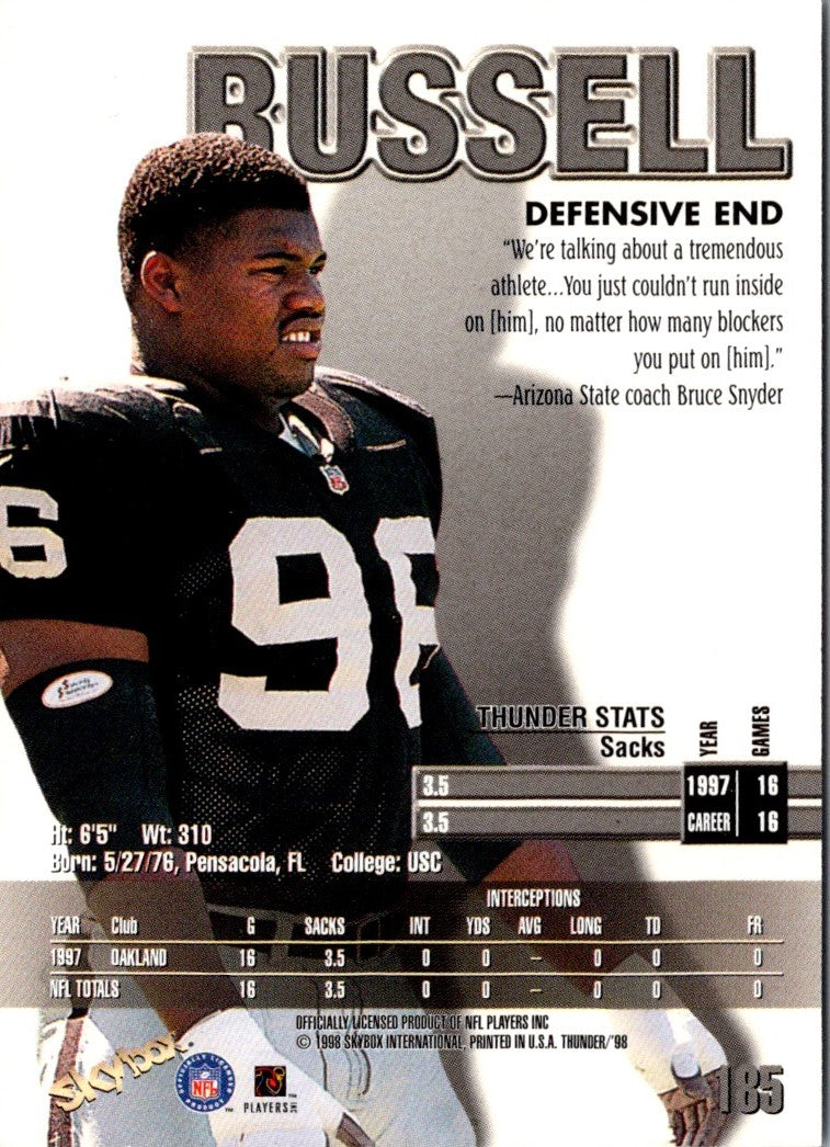 1998 SkyBox Thunder Darrell Russell