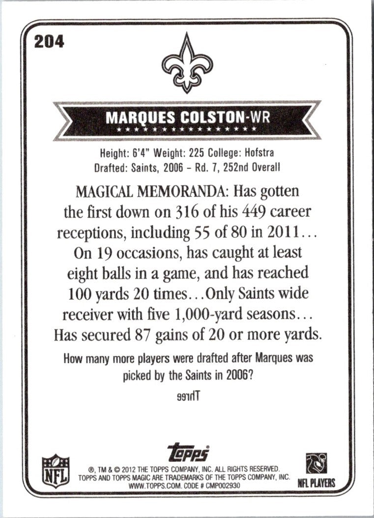 2012 Topps Magic Marques Colston