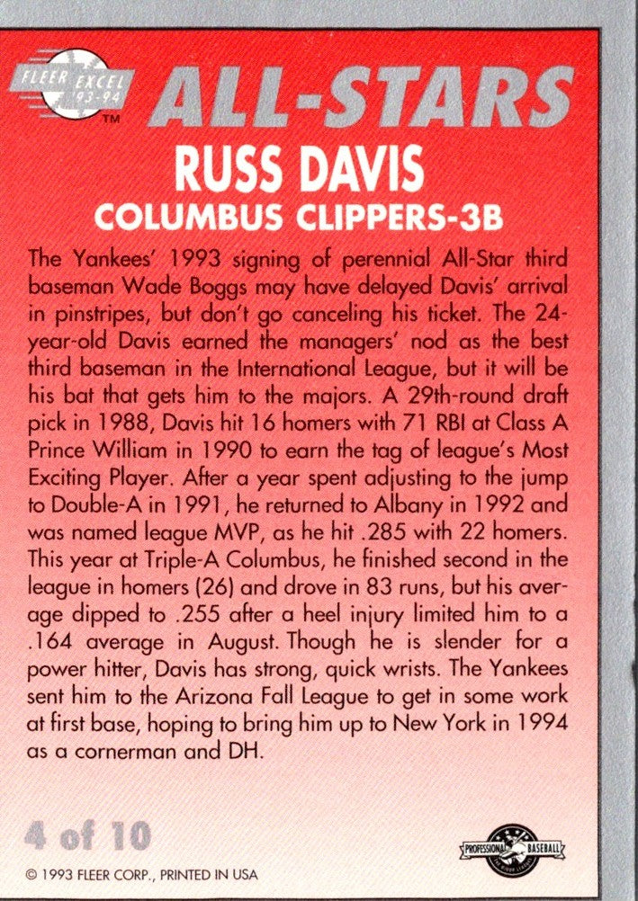 1993 Fleer Excel All-Stars Russ Davis