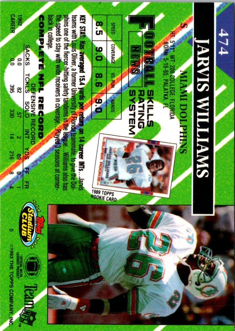1993 Stadium Club Super Teams Bowl Jarvis Williams