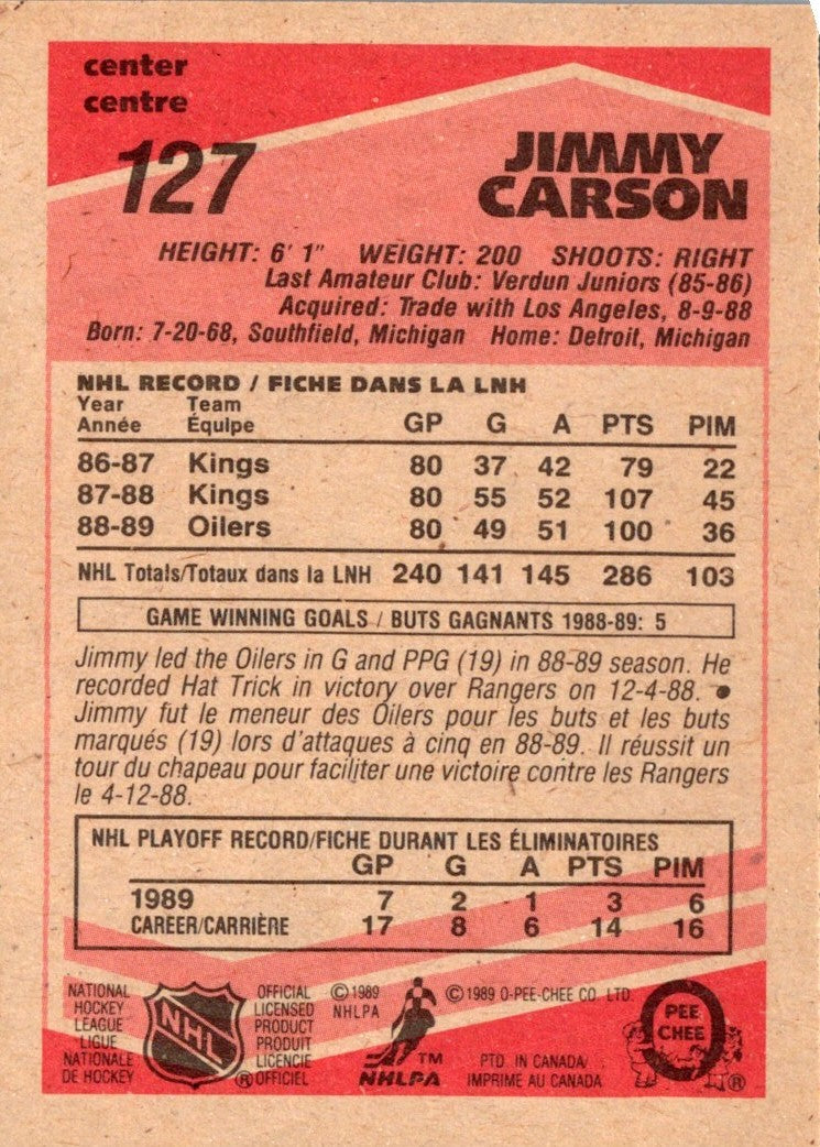 1989 O-Pee-Chee Jimmy Carson