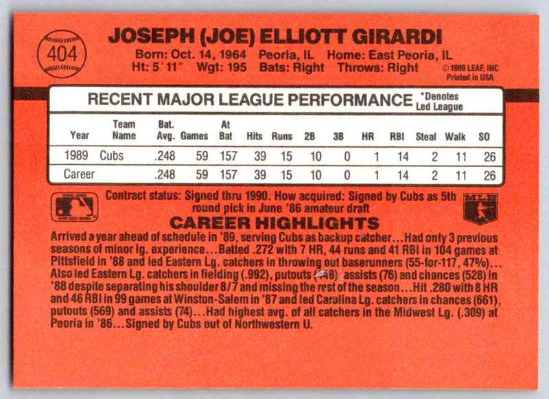 1990 Donruss Joe Girardi
