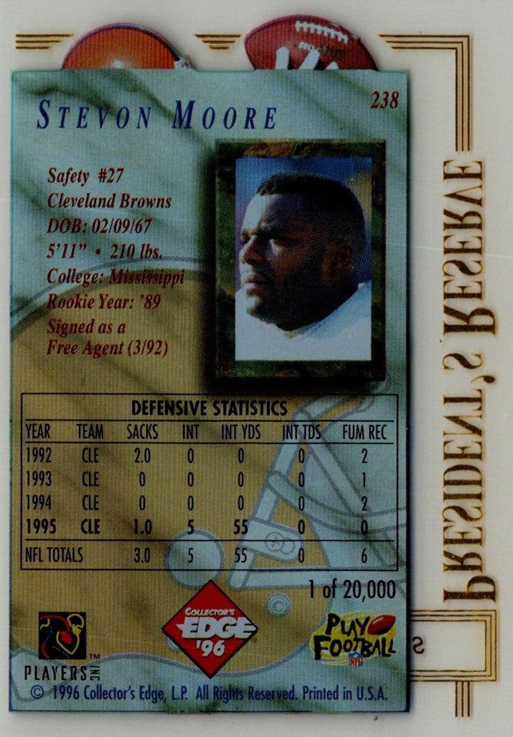 1996 Collector's Edge President's Reserve Stevon Moore