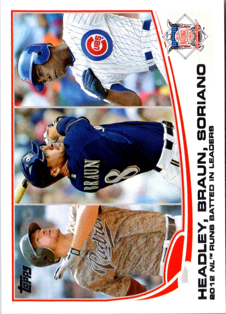 2013 Topps Ryan Braun/Alfonso Soriano/Chase Headley