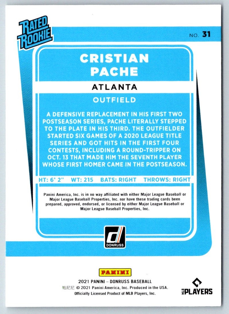 2020 Donruss Optic Rated Prospects Cristian Pache