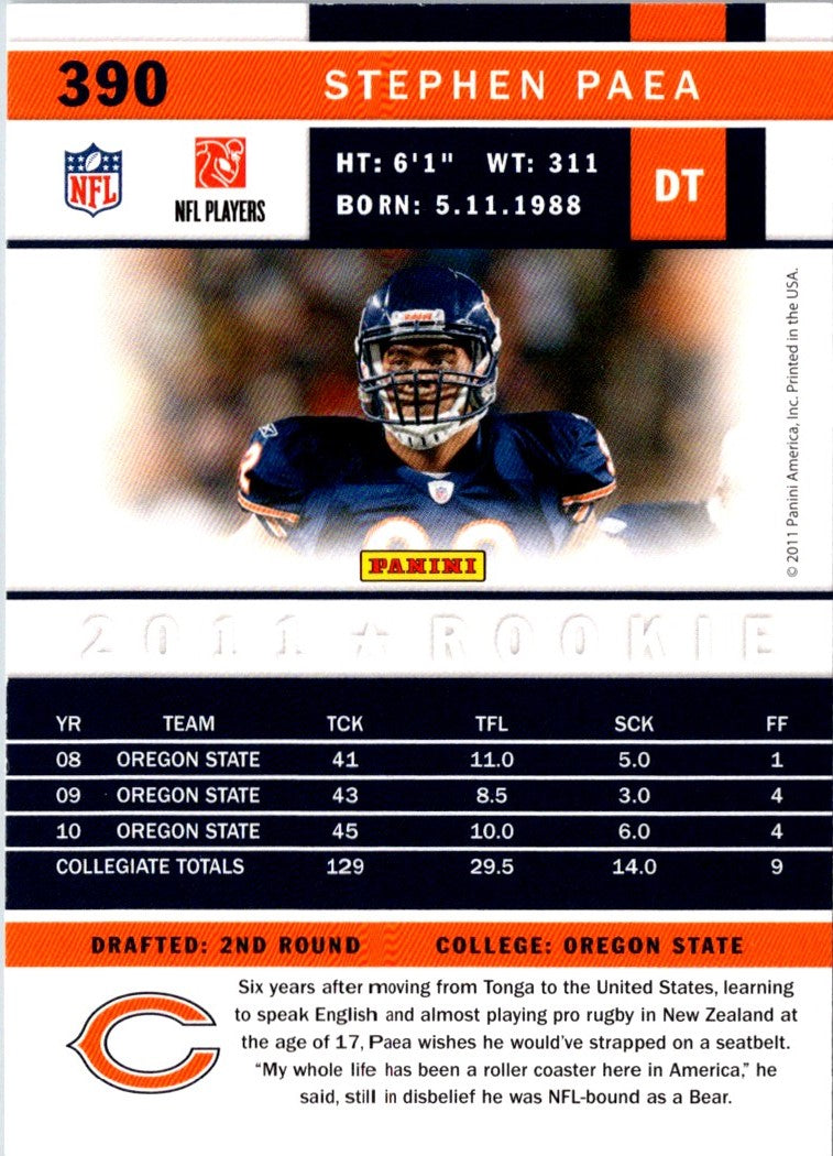2011 Score Stephen Paea