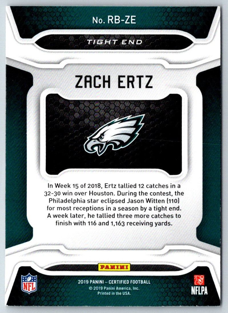 2019 Panini Certified Record Breakers Zach Ertz