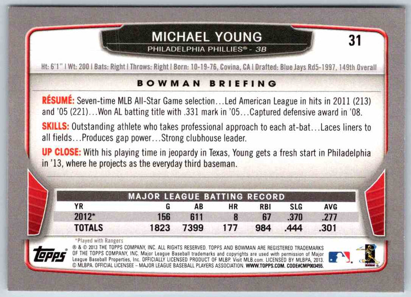 2013 Bowman Michael Young