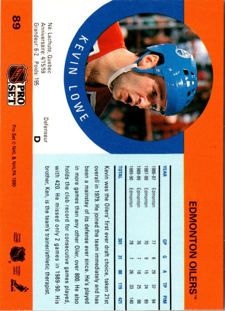 1990 Pro Set Kevin Lowe