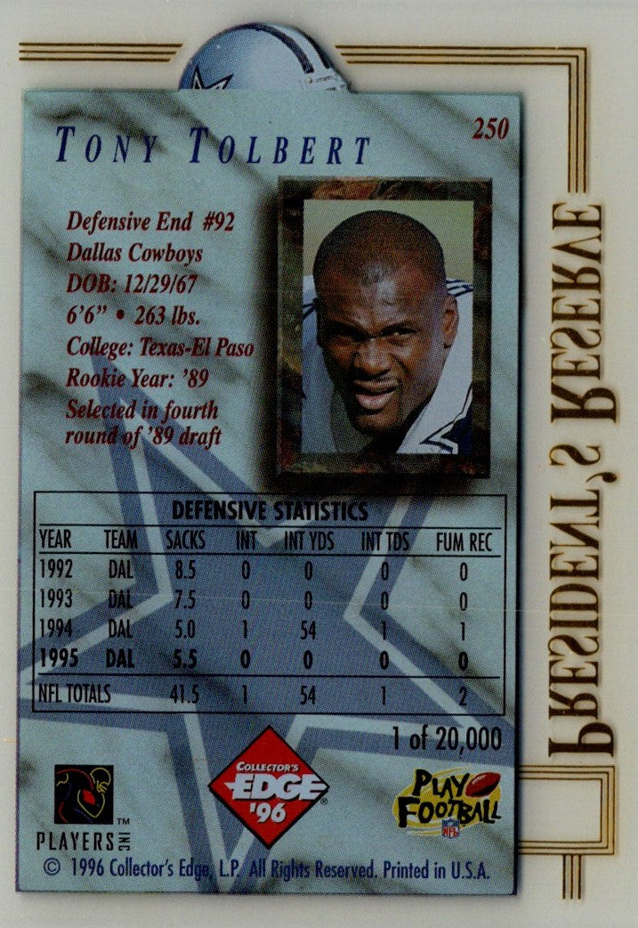 1996 Collector's Edge President's Reserve Tony Tolbert