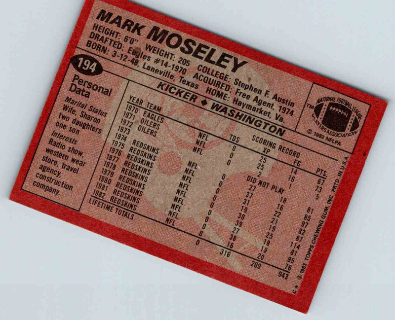 1983 Topps Mark Moseley