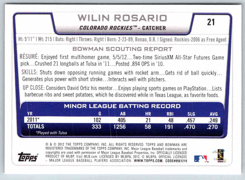 2012 Bowman Wilin Rosario