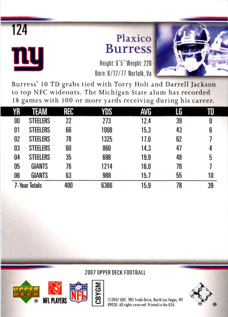 2007 Upper Deck Plaxico Burress