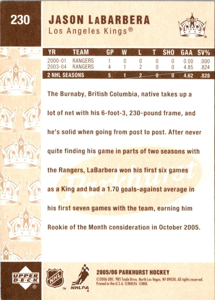 2005 Parkhurst Jason Labarbera