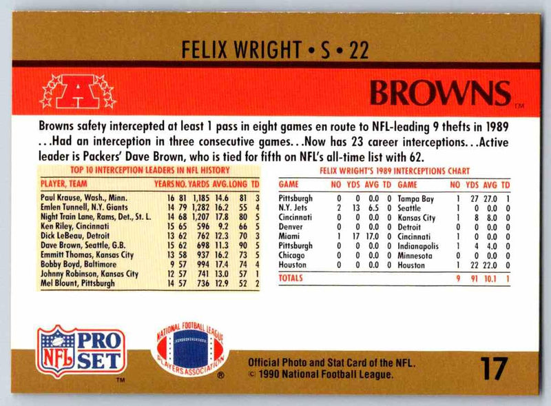1990 Pro Set Felix Wright