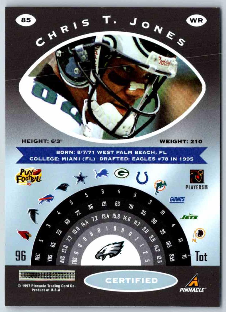 1997 Pinnacle Certified NFL Chris T. Jones
