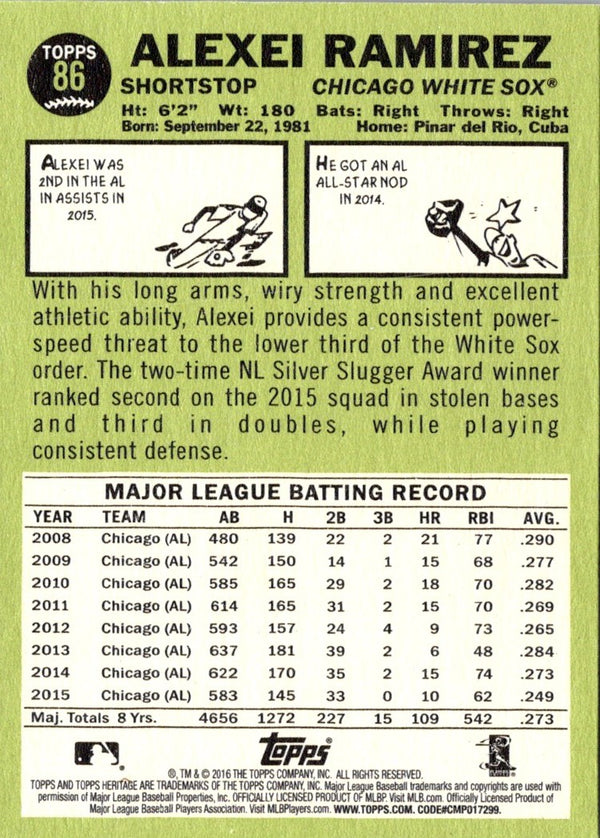 2016 Topps Heritage Alexei Ramirez #86