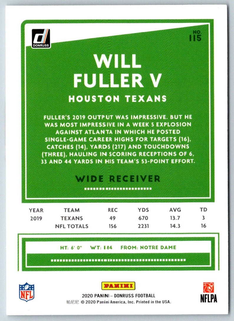 2020 Donruss Will Fuller V