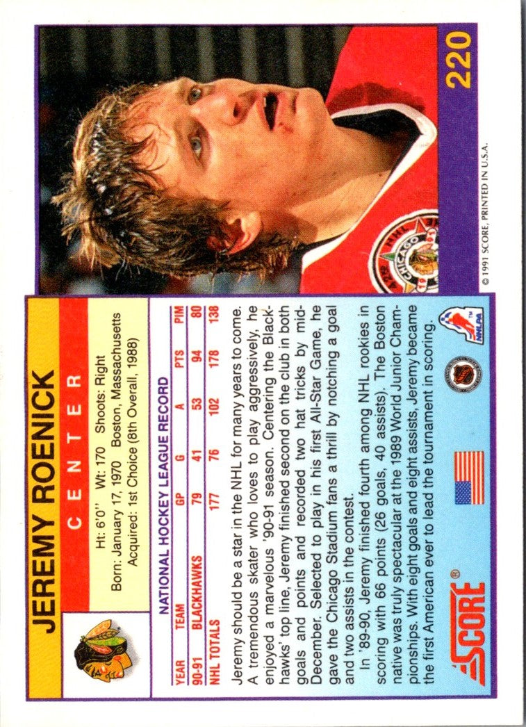 1991 Score American Jeremy Roenick